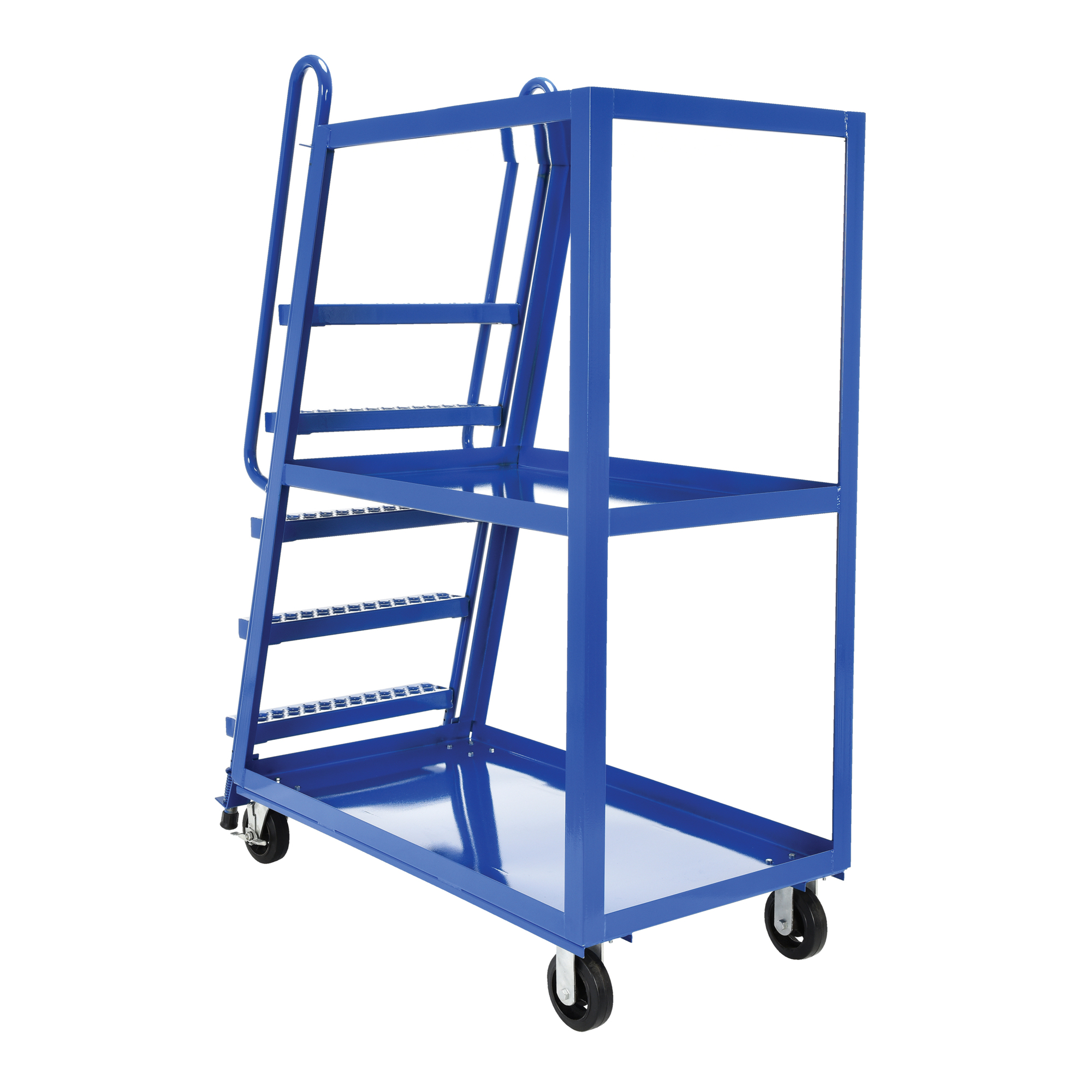 Vestil High Frame Cart - 1000-Lb. Capacity, Rubber-on-Steel Casters, 3 Shelves, Blue, Model# SPS-HF-2852-6MR